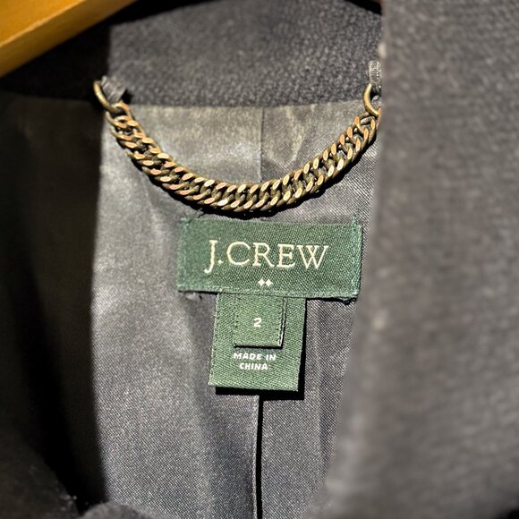 J. Crew Vintage Green tag Wool Blend Long City Coat in Black Size 2 - Picture 3 of 7